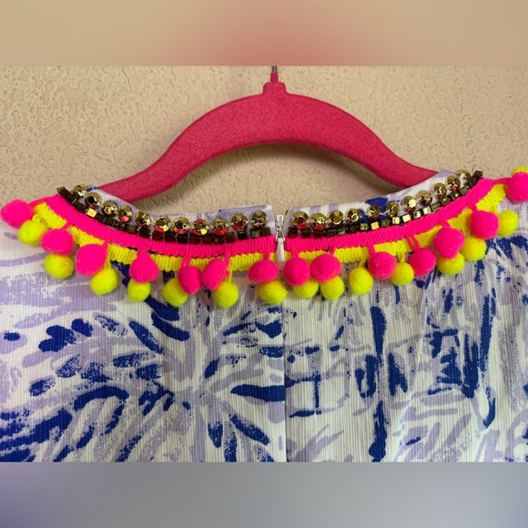 Lilly Pulitzer Mila Pom Pom Trim Shift Dress in Lilac Verben Rock The Dock 14 - Picture 8 of 10